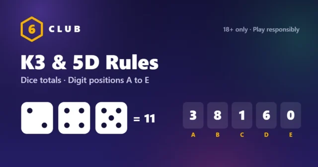 K3 and 5D rules: three dice adding up to 11 and five digits in positions A to E